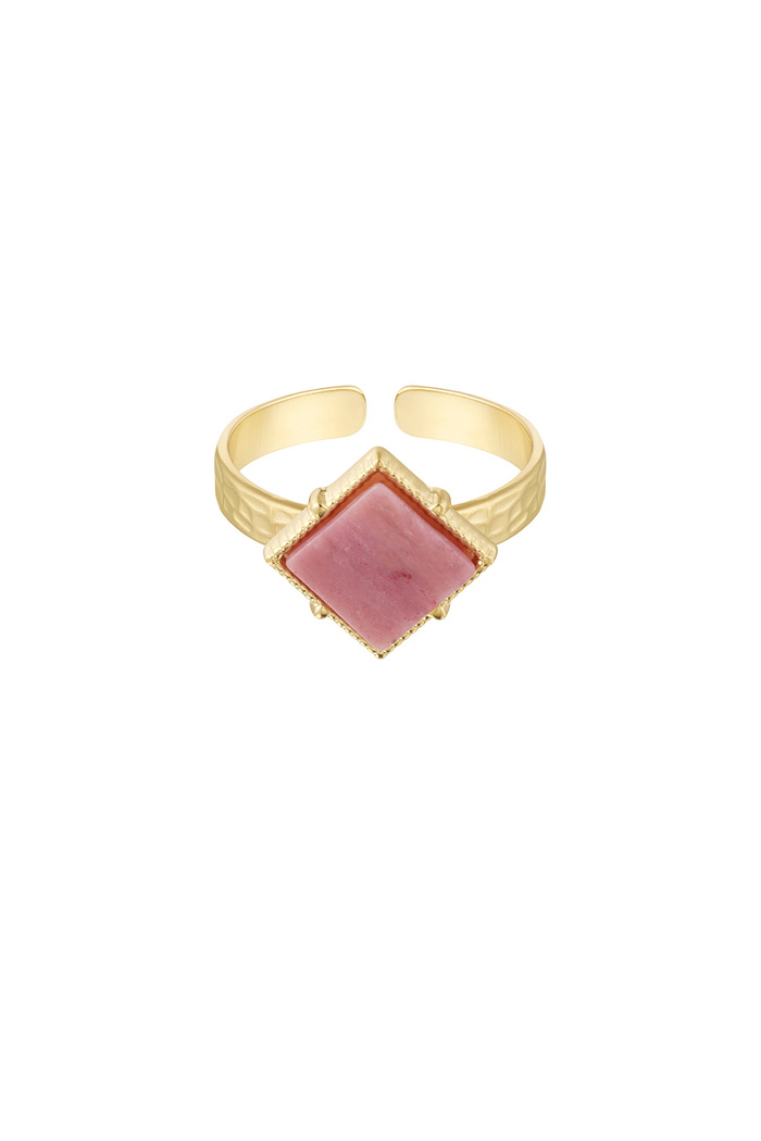 Ring diamond stone - gold/pink 