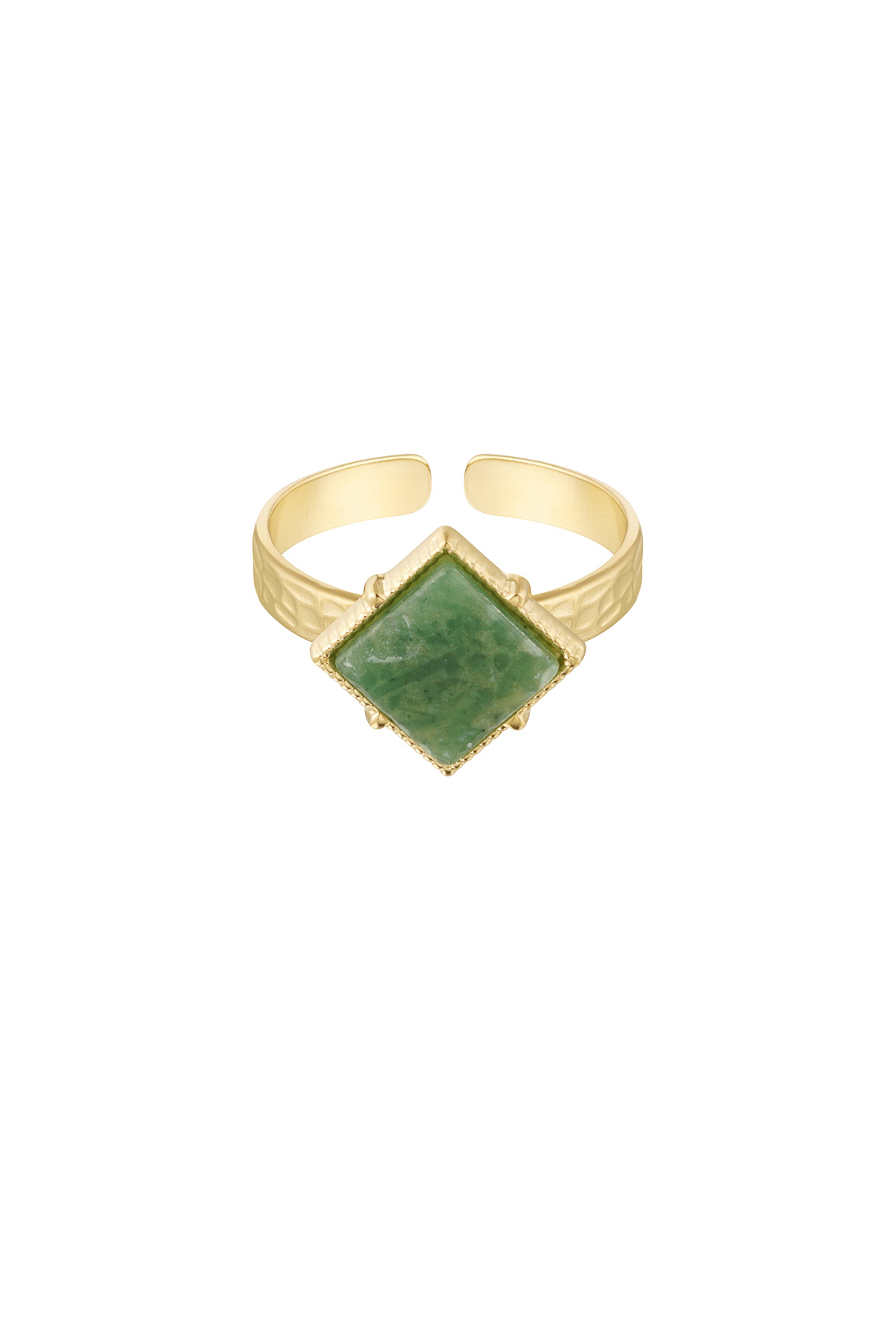 Anillo piedra diamante - oro/verde