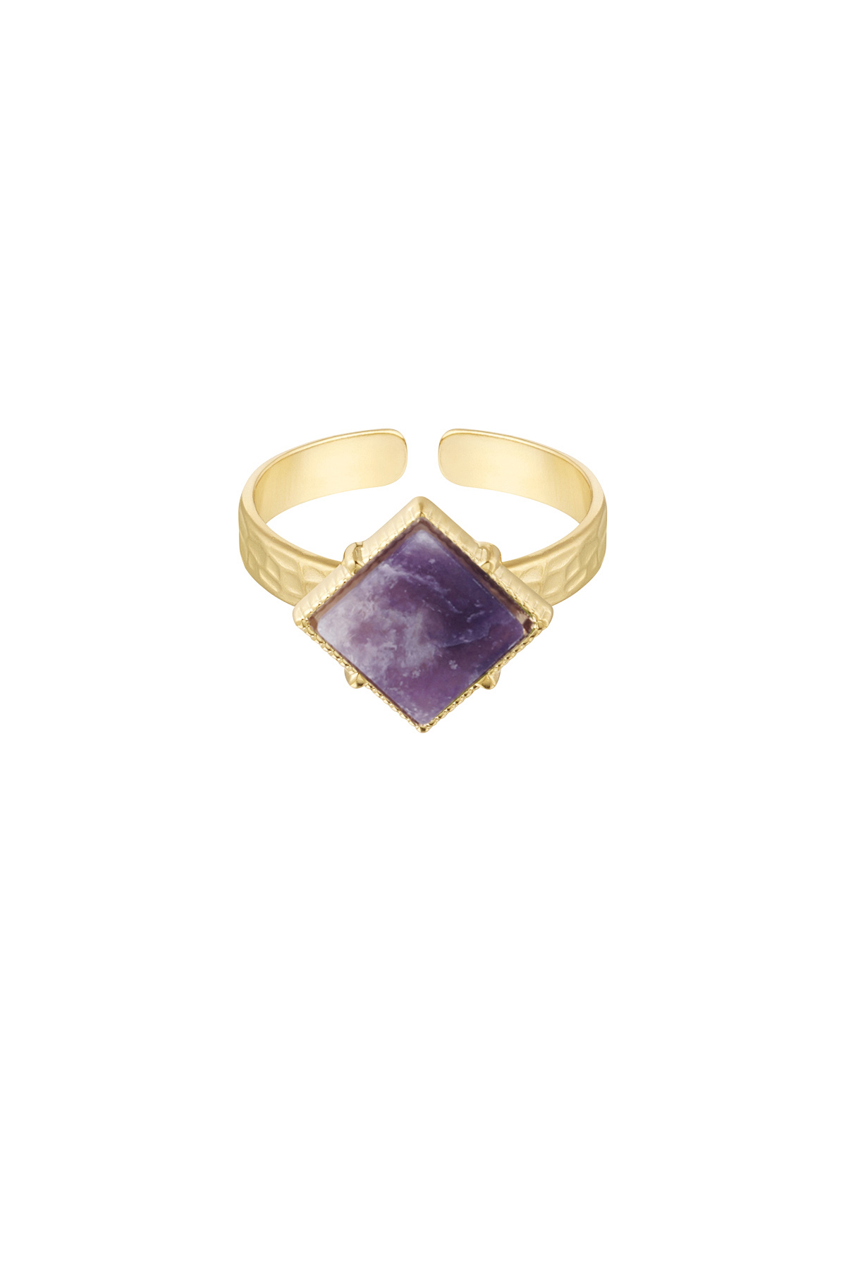 Bague diamant pierre - or/violet