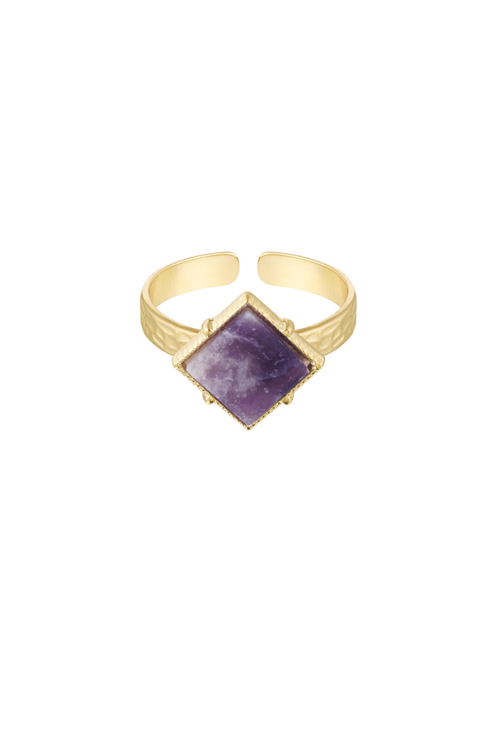 Ring diamond stone - gold/purple 