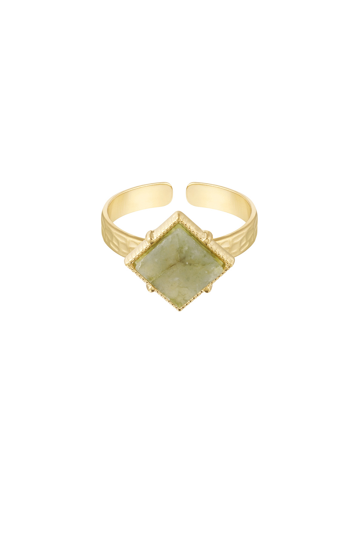 Anello pietra diamante - oro/lime 