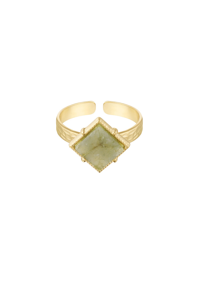 Ring diamond stone - gold/lime 