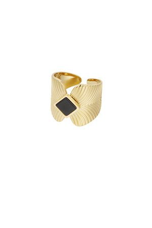 Ring leaves with diamond stone - gold/black h5 