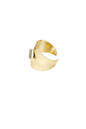 Ringblätter mit Diamantstein - Gold/Grün h5 Bild3