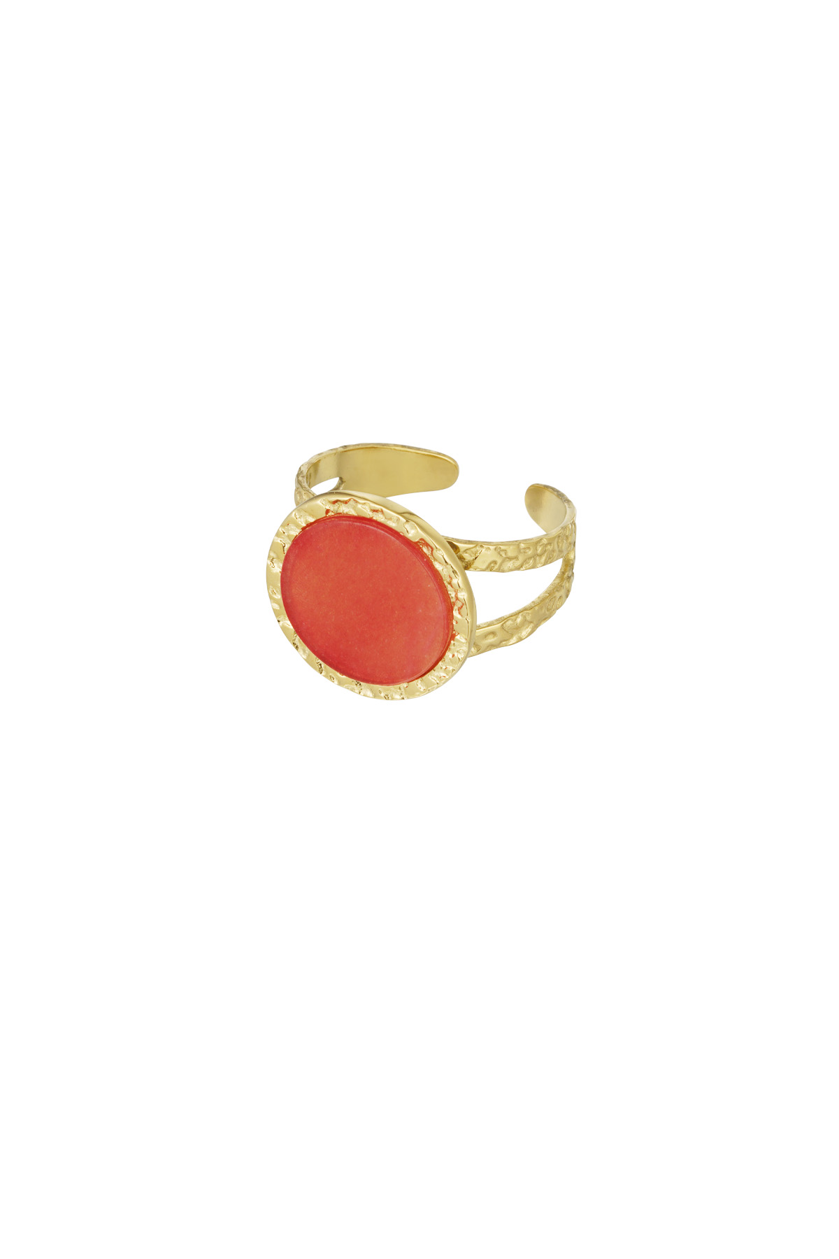 Bildiri yüzüğü vintage görünümlü - kırmızı altın