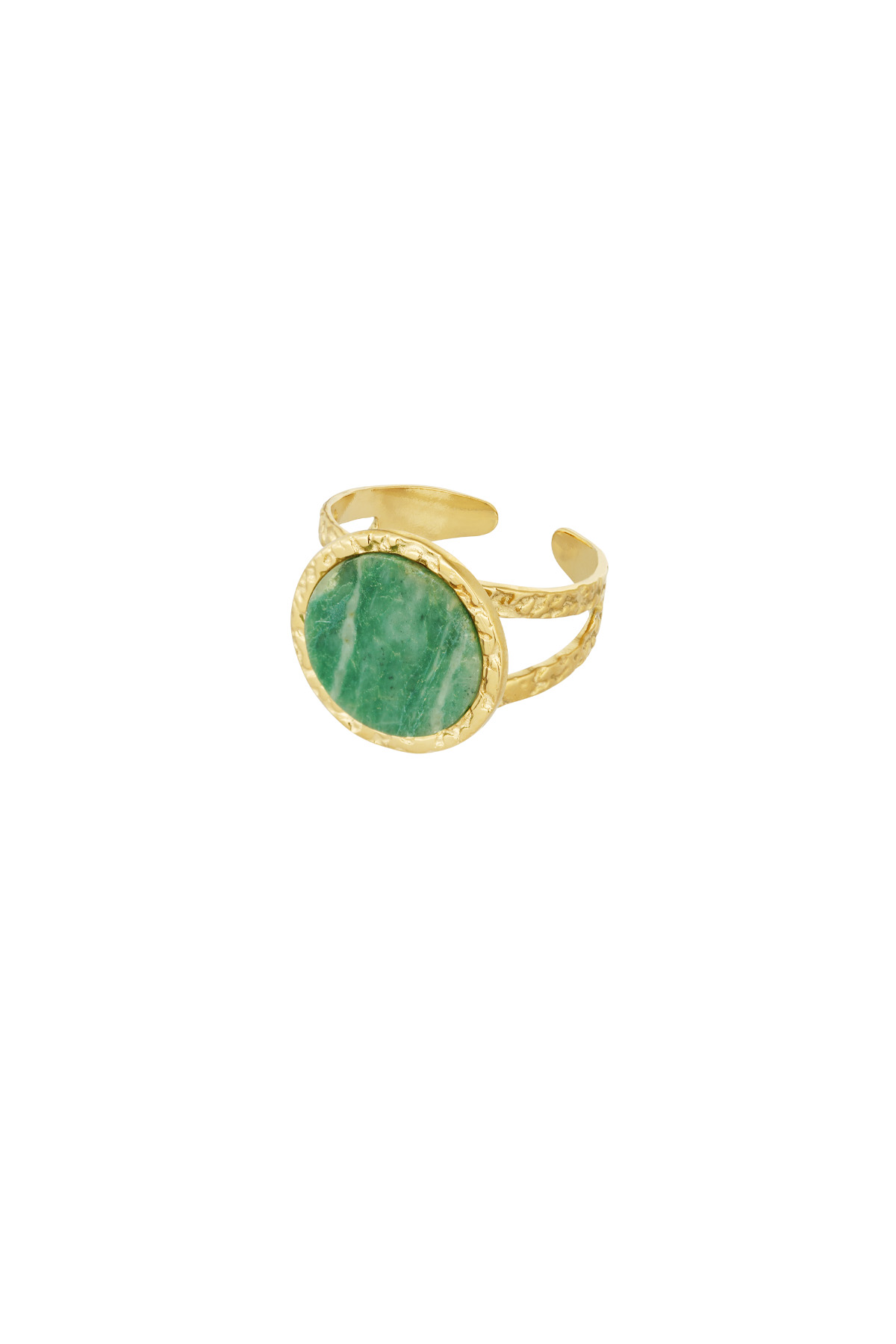 Anello con pietra rotonda - verde 