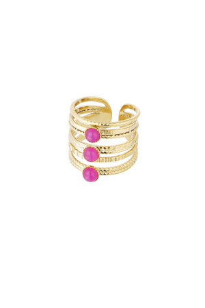 Ring three-layer stone - gold/pink h5 