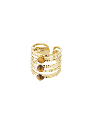 Ring three-layer stone - gold/brown h5 