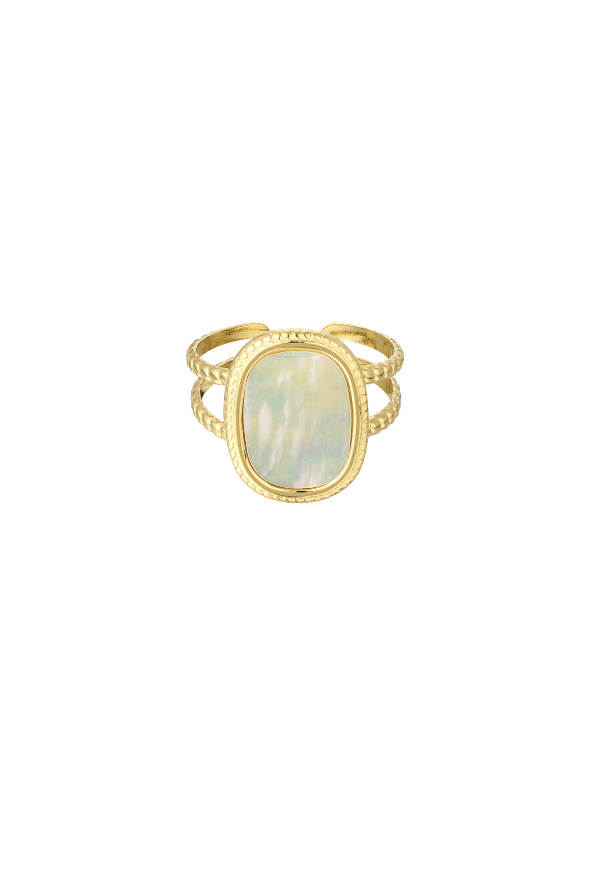 Ring rectangular stone - gold/blue/yellow 