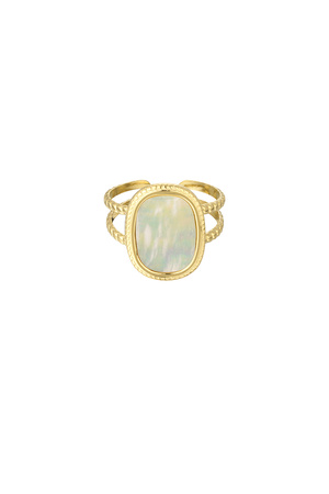 Ring rechthoekige steen - goud/blauw/geel h5 