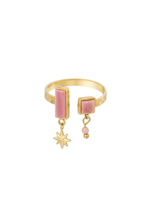 Ring open with stones - gold/pink h5 
