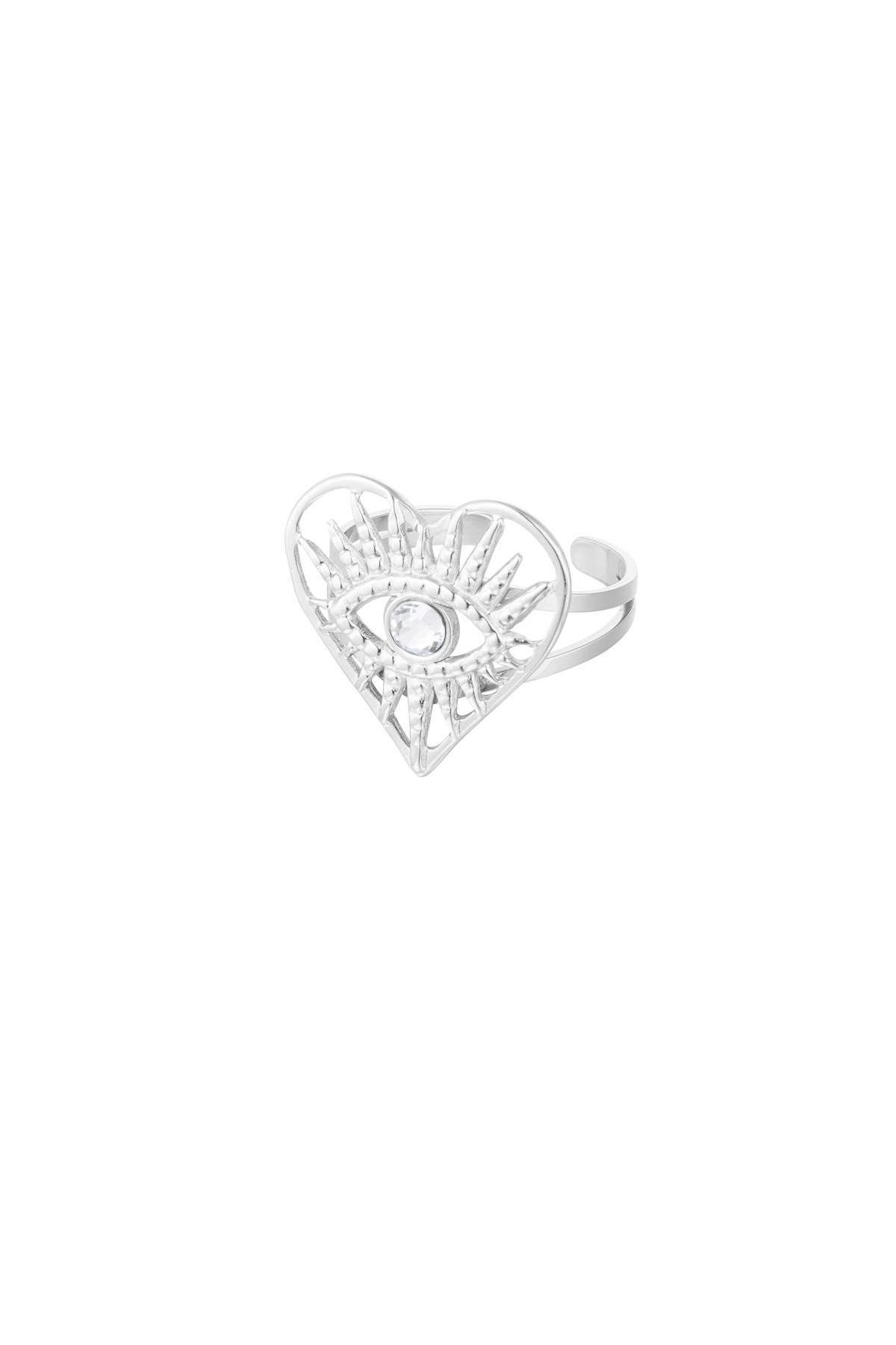 Bague coeur avec décoration - argent h5 