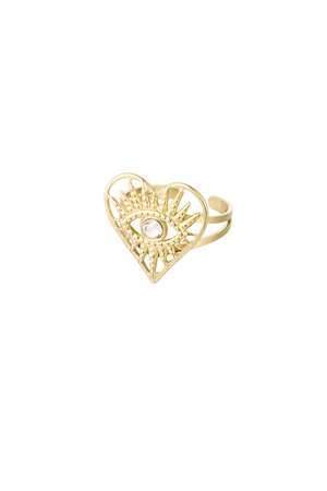 Anillo corazón con decoración - oro h5 