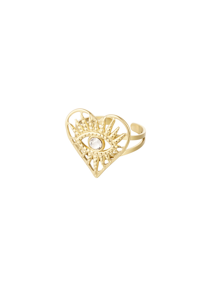 Ring heart with decoration - gold 