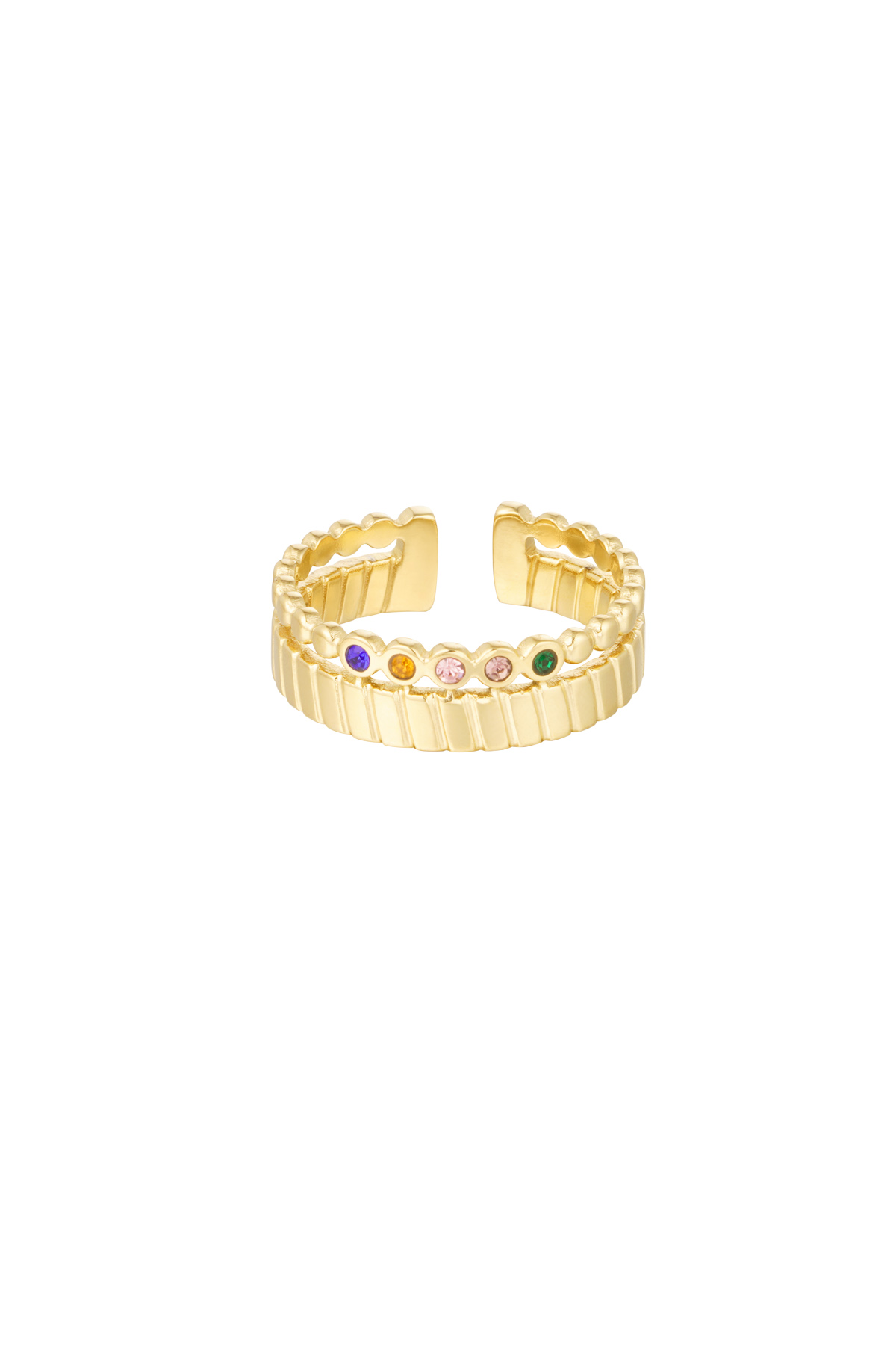 Ring stripes with stones - gold/multi