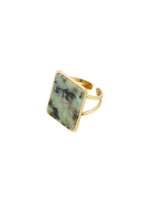 Ring square stone - gold/green h5 
