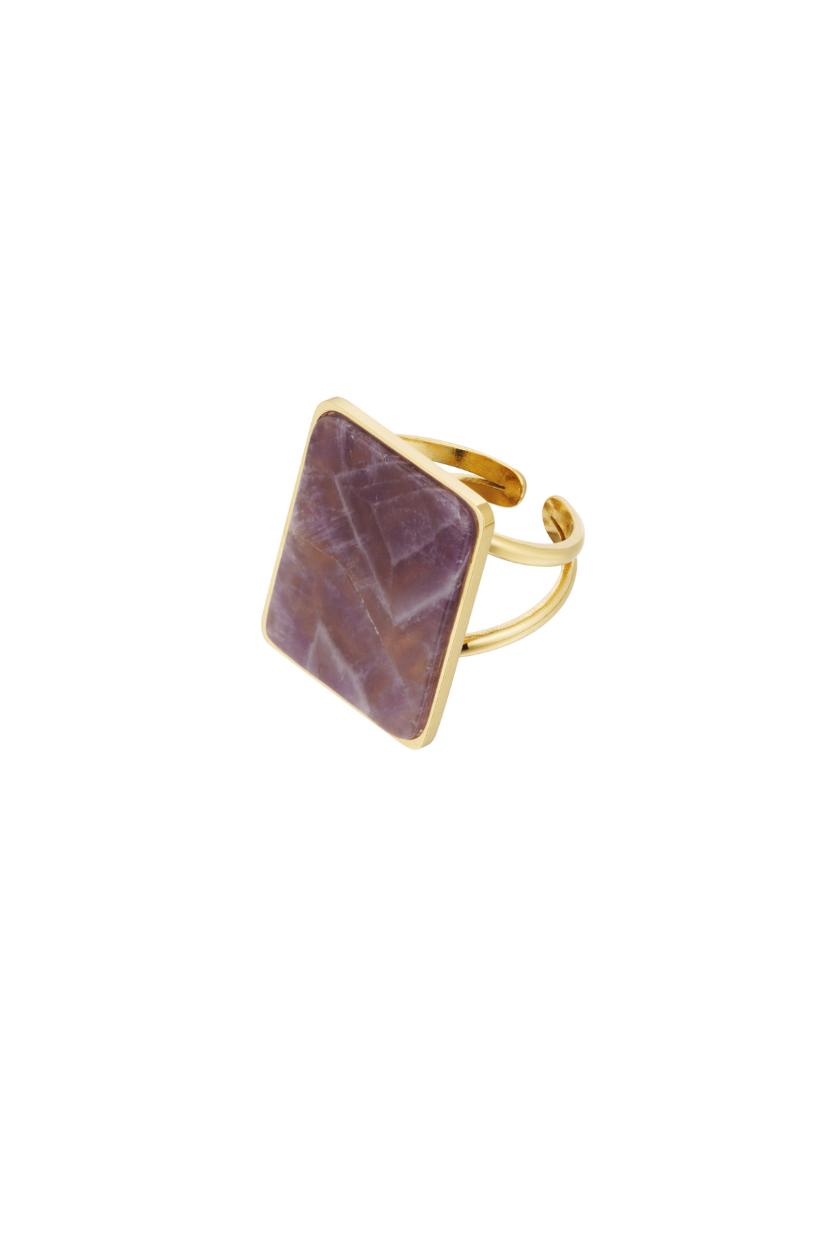 Anello pietra quadrata - oro/viola 
