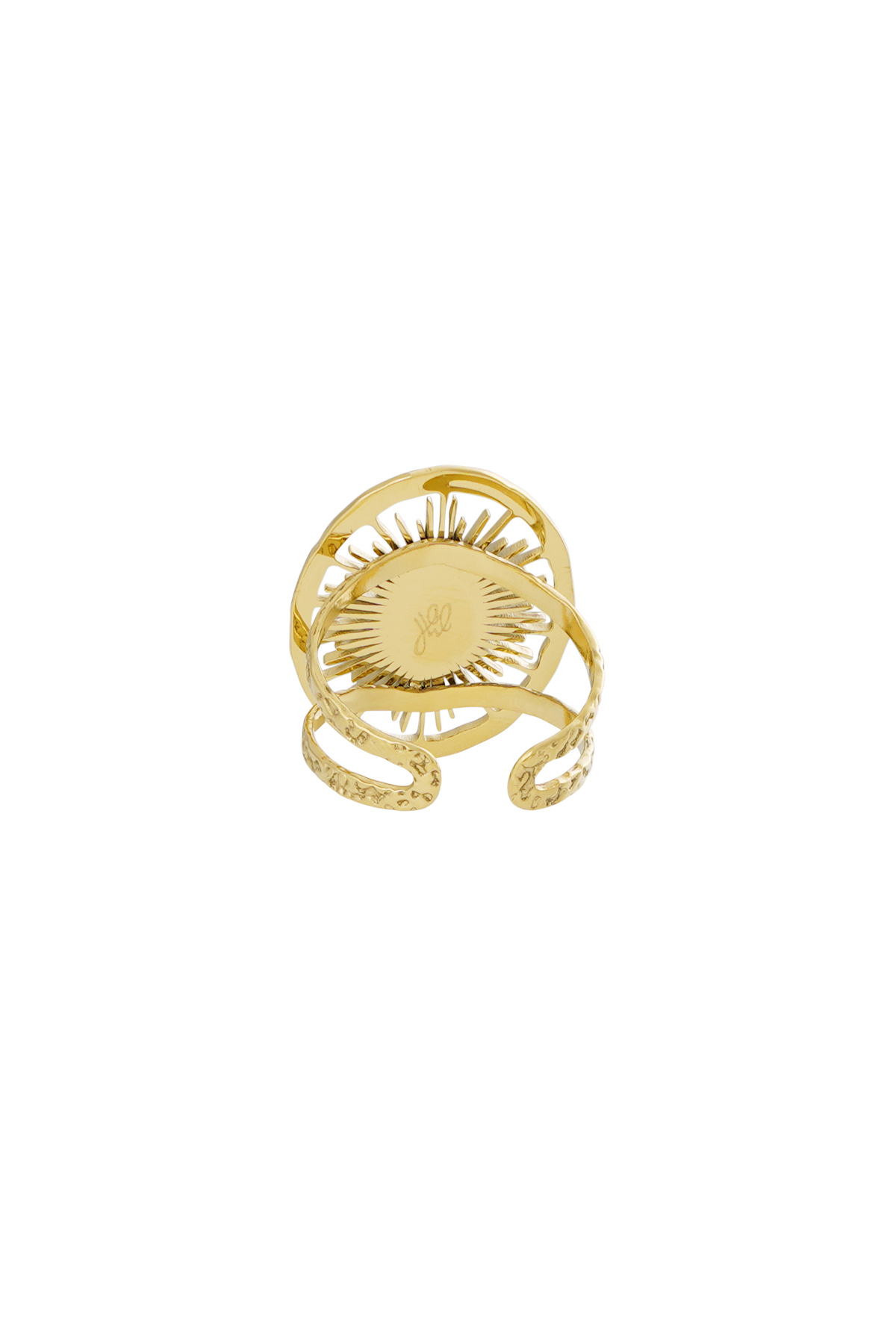 Ring runder Twister mit Stein - Gold/Grün h5 Bild3