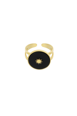 Ronde natuursteen ring met zon - Zwart h5 