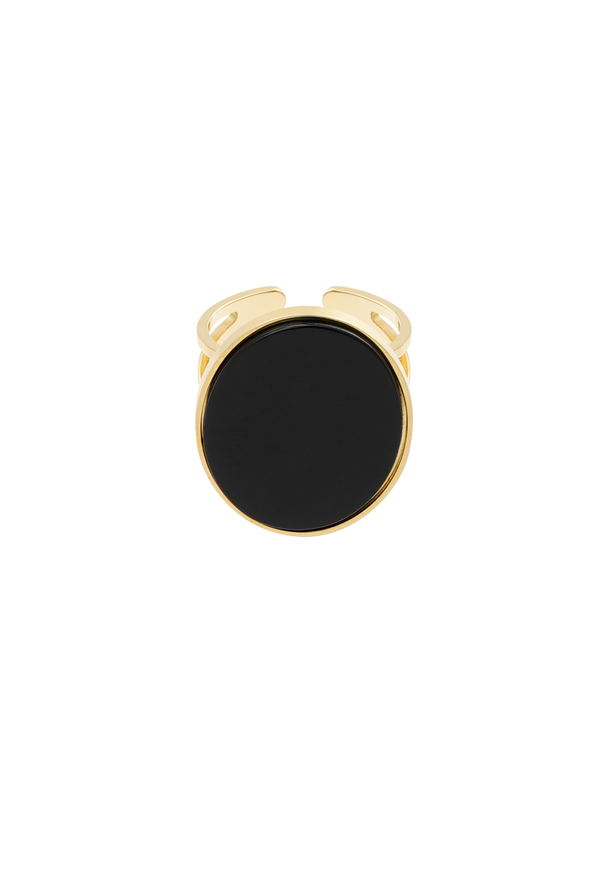 Ring grote steen - goud/zwart h5 