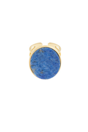Ring grote steen - goud/blauw h5 
