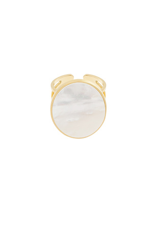 Anello pietra grande - oro/bianco h5 