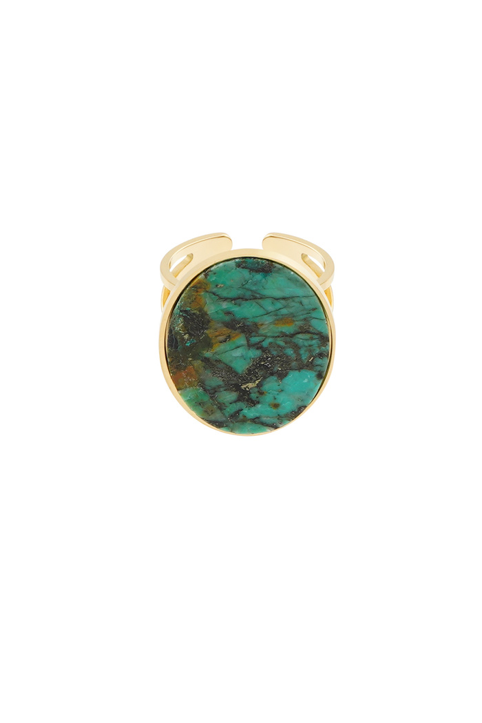 Ring grote steen - goud/turquoise 