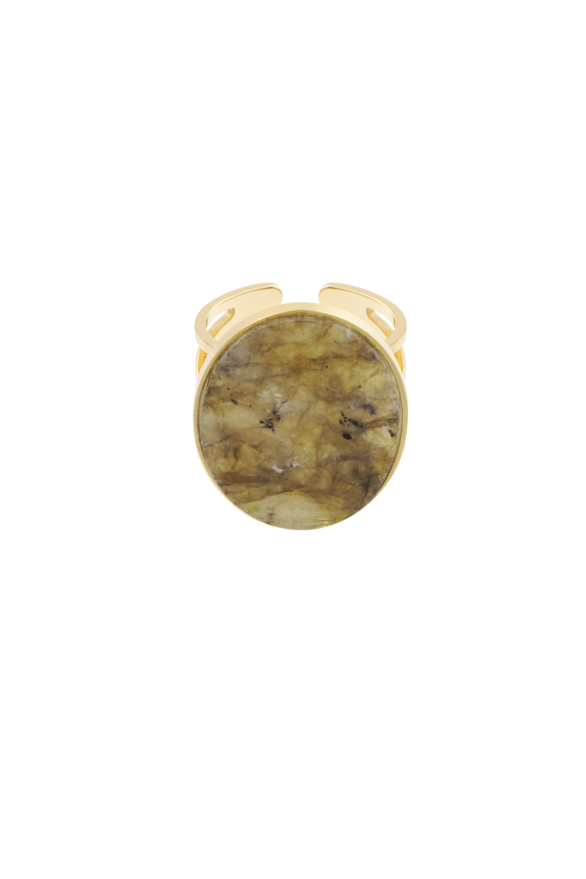 Anillo piedra grande - oro/verde h5 