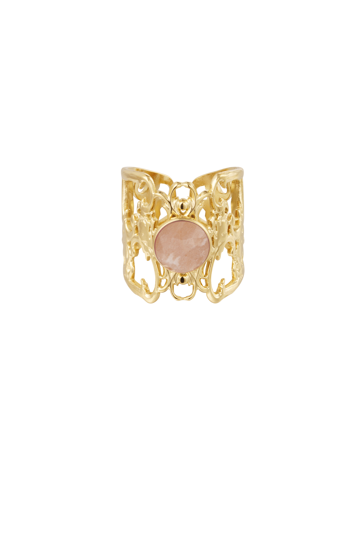 Anillo elegantemente calado con piedra - oro