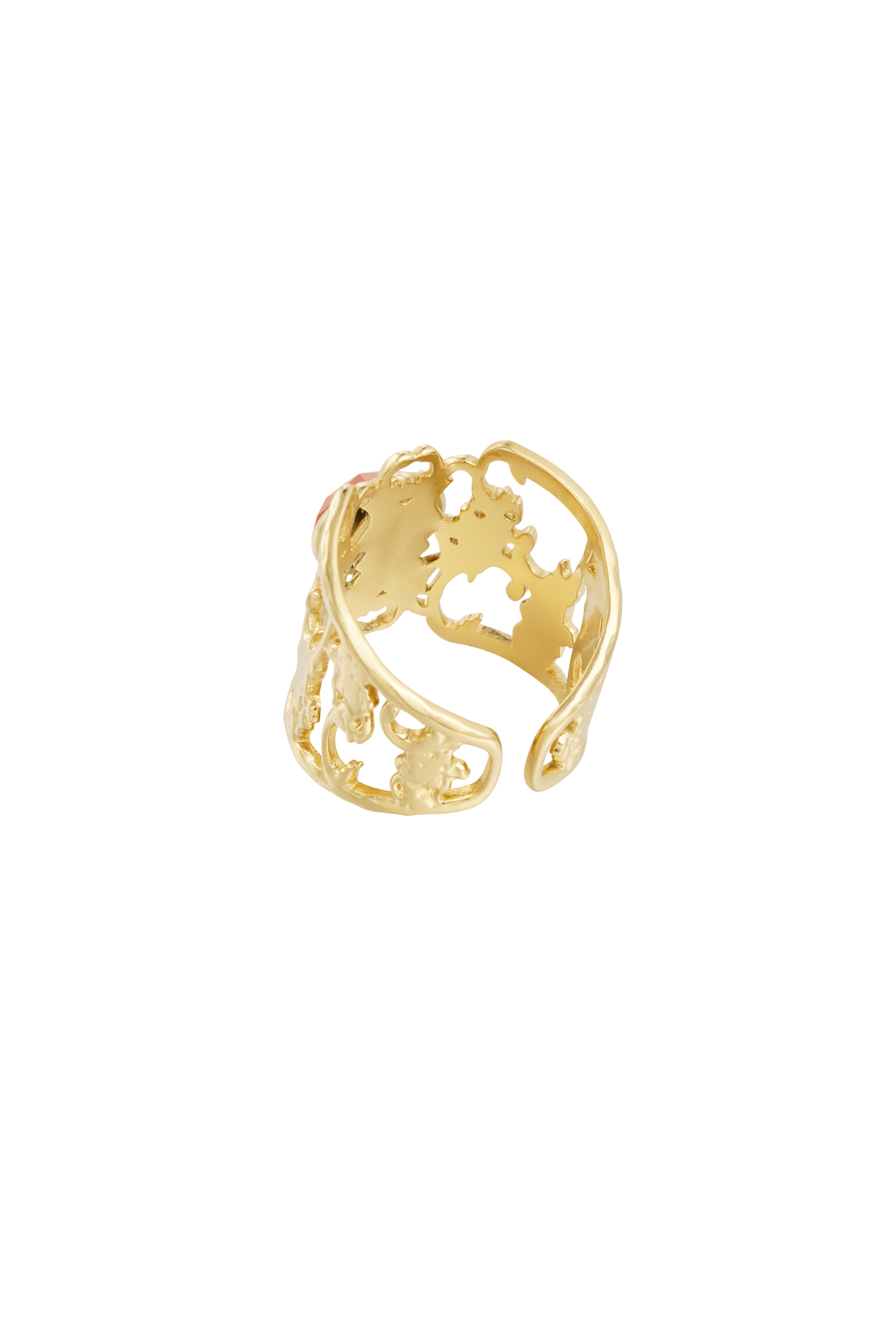 Ring gracefully openwork with stone - gold h5 Picture3