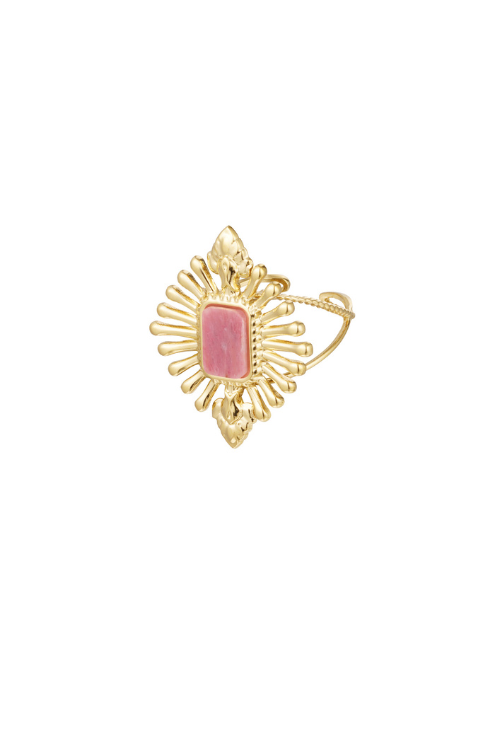 Ring vintage look met steen - roze goud 
