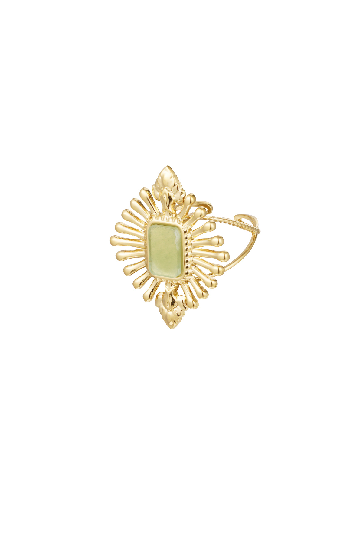 Anello look vintage con pietra - verde