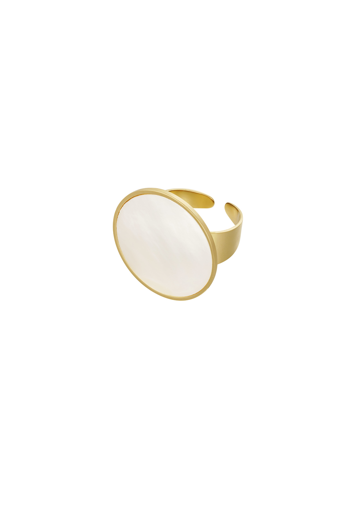 Ring ronde steen - goud/wit 