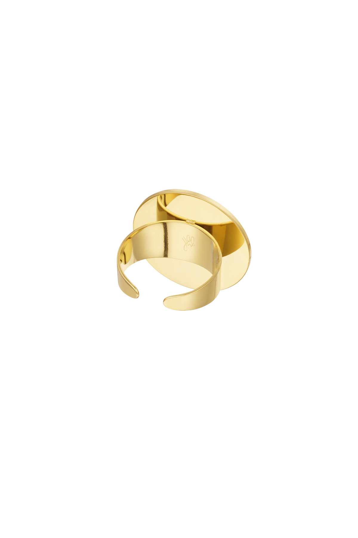 Ring ronde steen - goud/donkergroen Afbeelding4