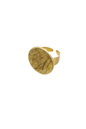 Ring ronde steen - goud/groen h5 