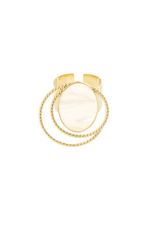 Ring stone with circles - gold/white h5 