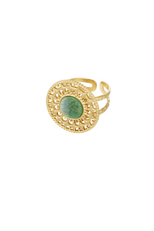 Baroque ring with stone - green h5 