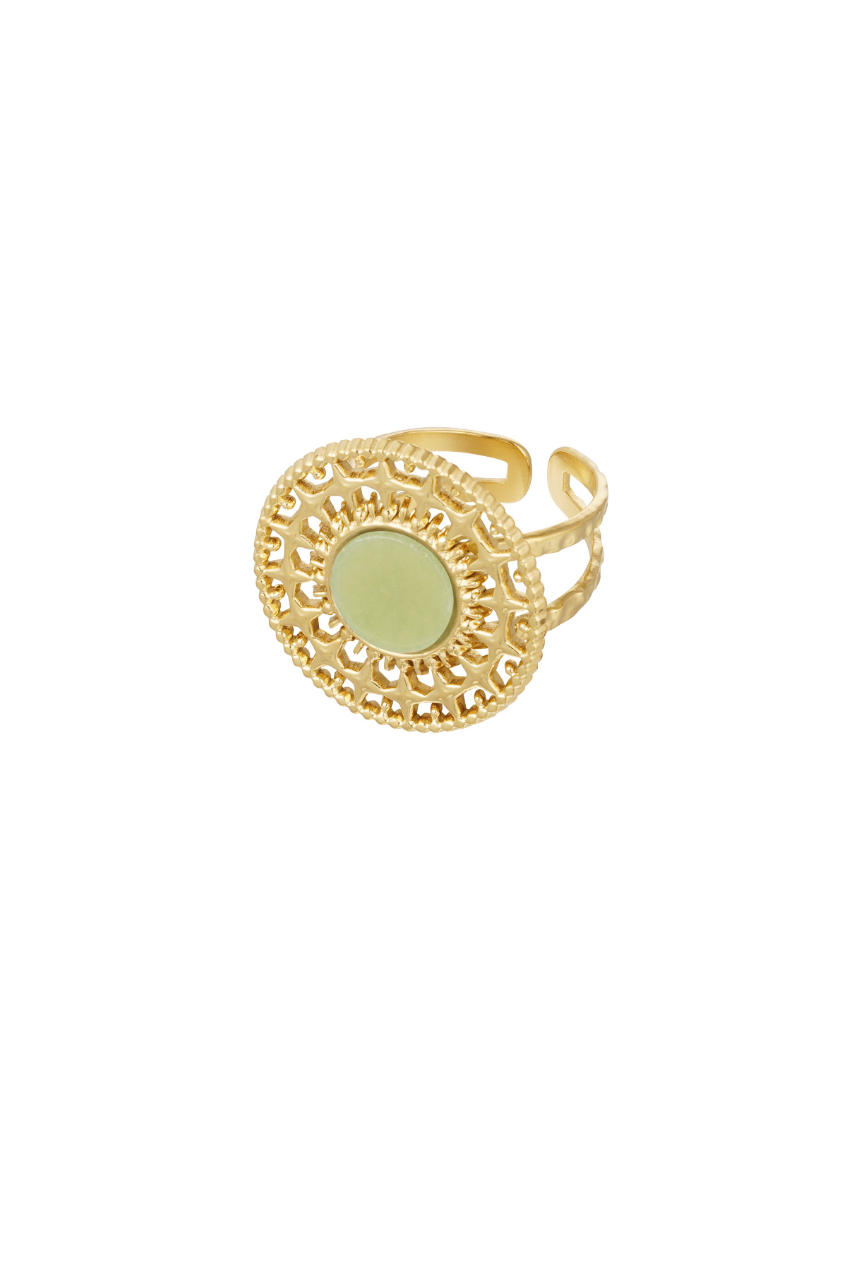 Baroque ring with stone - light green 