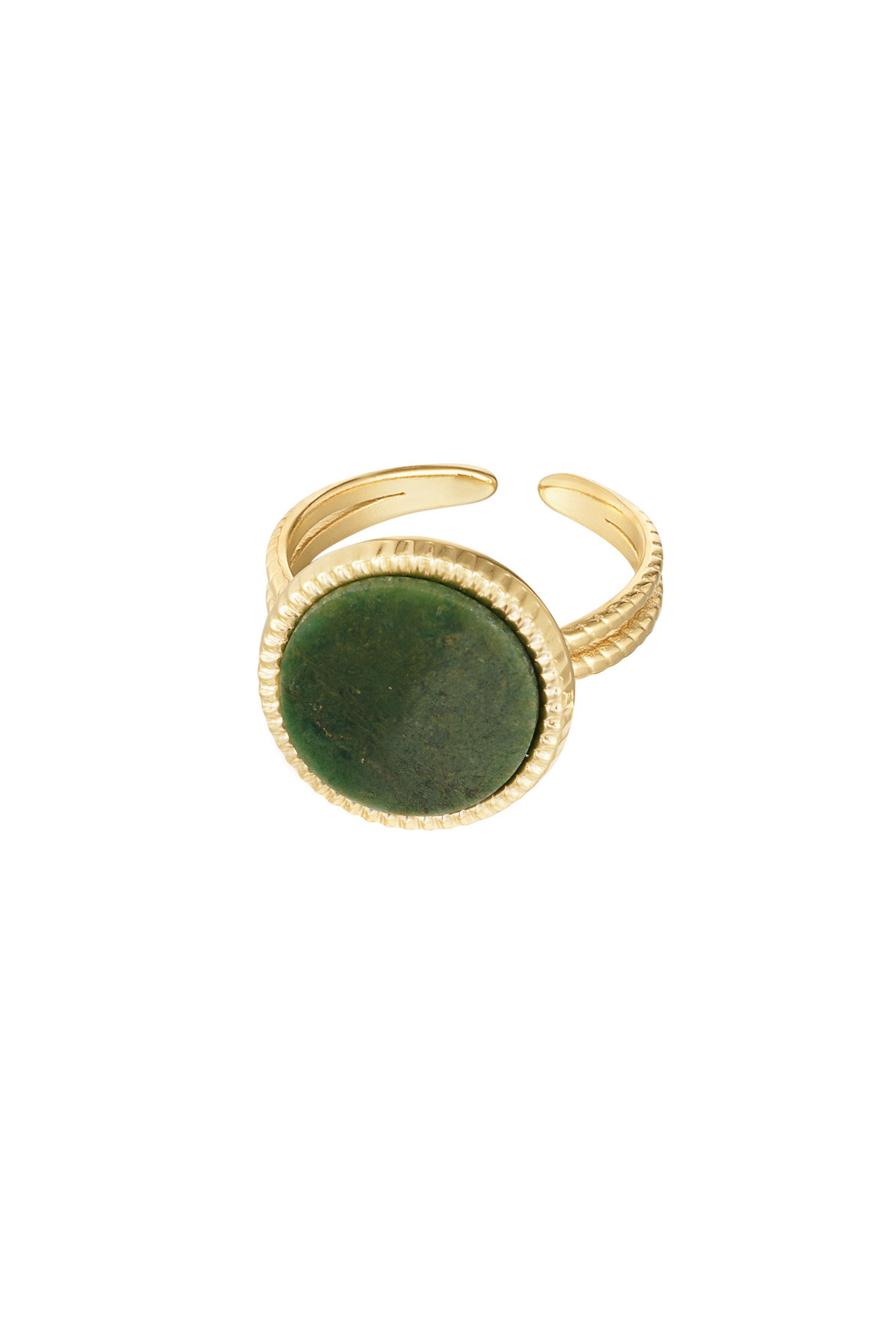 Ring round stone - gold/green