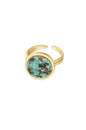 Ring ronde steen - goud/blauw h5 