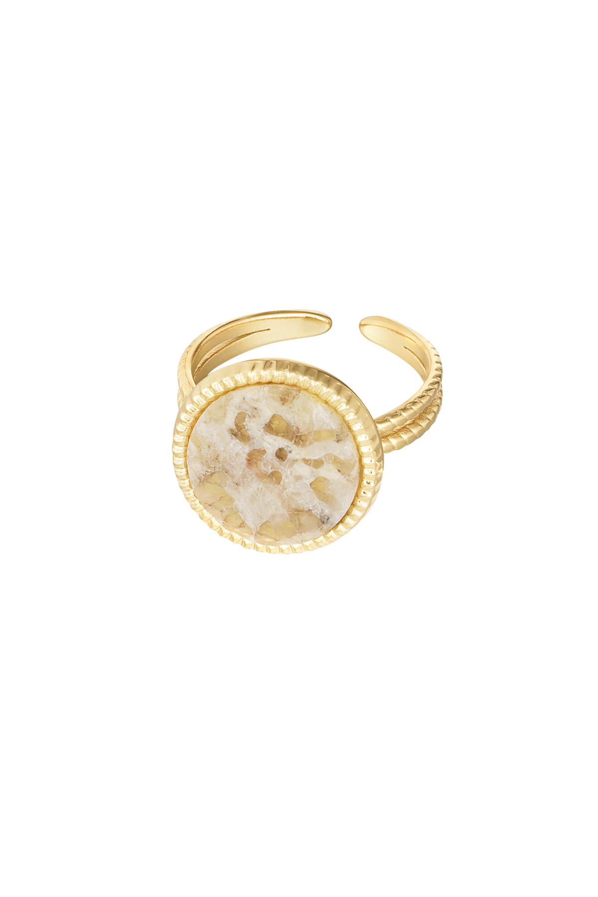 Anillo piedra redonda - oro/beige