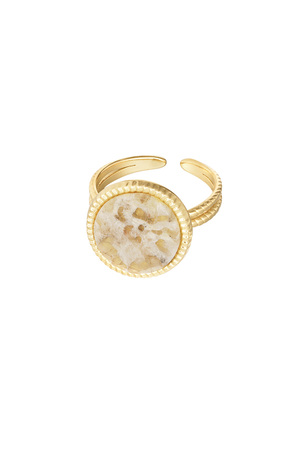 Ring ronde steen - goud/beige h5 