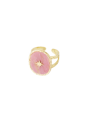 Ring stone with star - gold/pink h5 