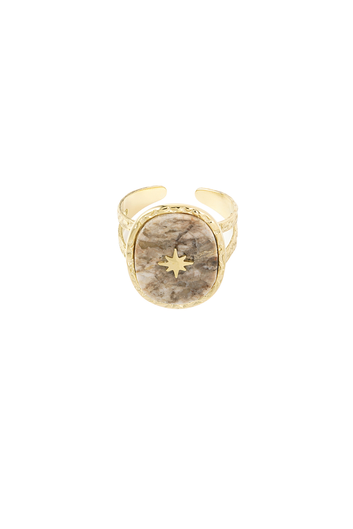 Ring stone with star - gold/beige