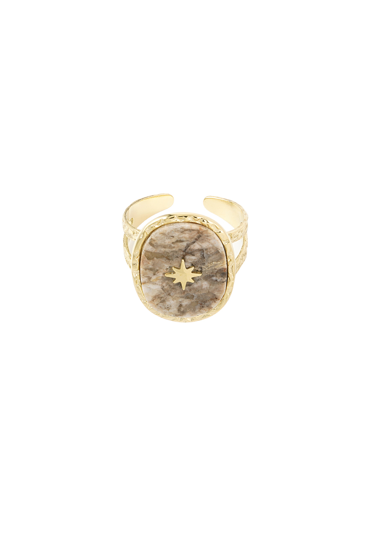 Anello pietra con stella - oro/beige 2