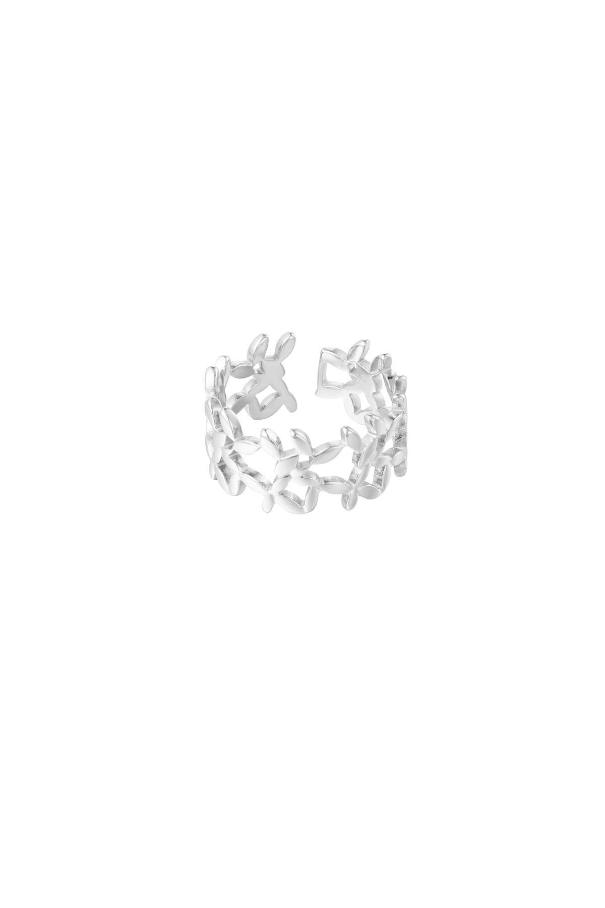 Ring cute flowers - zilver 