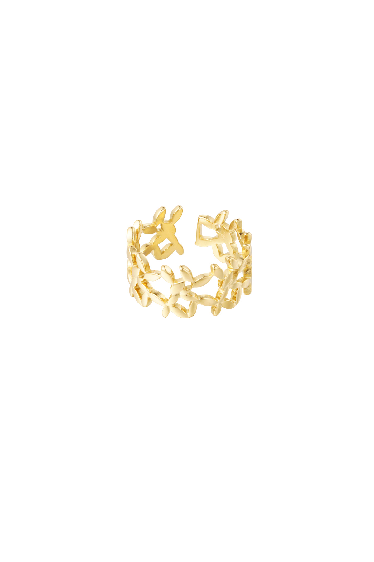 Anello con graziosi fiori - oro h5 
