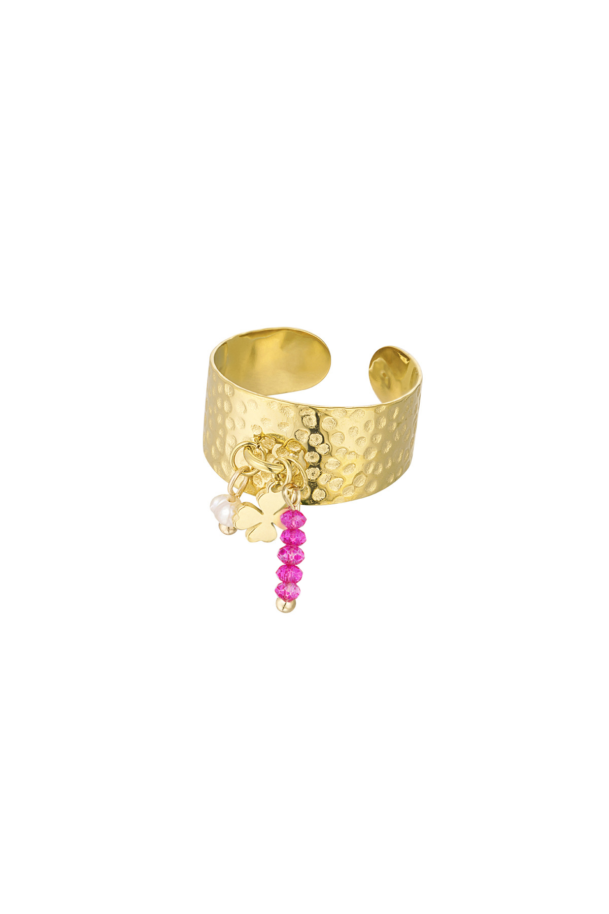 Statement ring with charms - fuchsia