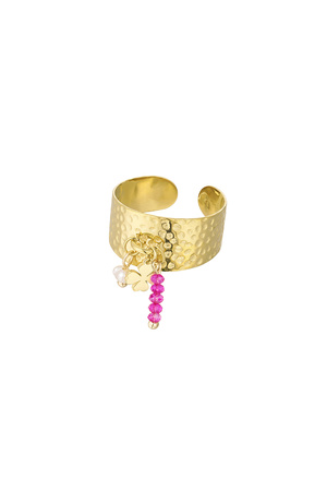 Statement ring with charms - fuchsia h5 