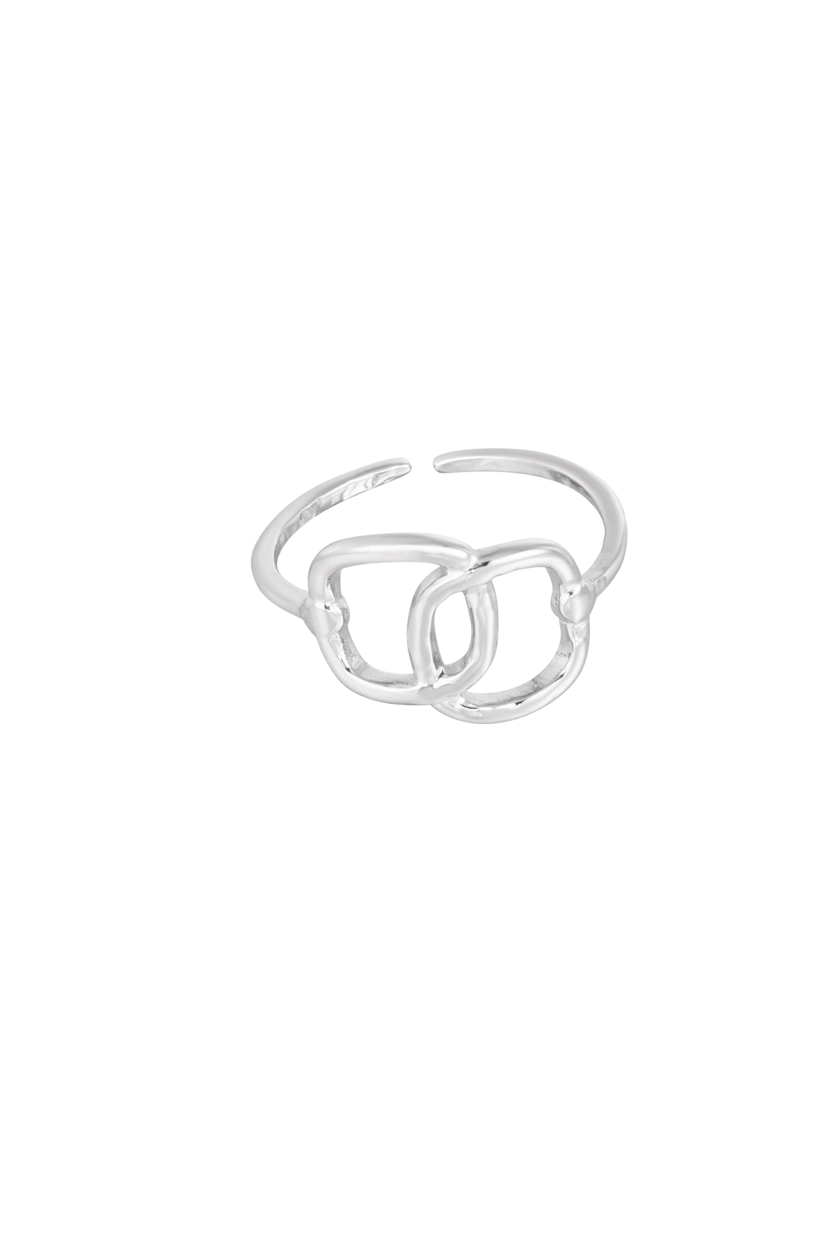 Ring verbonden vierkantjes - zilver